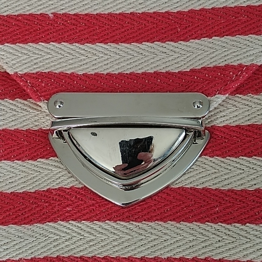 Mudo Accessories Portfolio Envelope Bag Clutch Crossbody Red and White Stripe - Picture 2 of 12